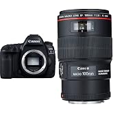 Canon EOS 5D Mark IV Full Frame Digital SLR Camera Body andCanon EF 100mm f/2.8L is USM Macro Lens for Canon Digital SLR Came