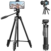 K&F CONCEPT 60'' Portable Travel Tripod. | 1.34 lbs Ultra Lightweight, Remote and Cellphone Holder, 360° Panorama, Cold Shoe