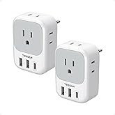 TESSAN 2 Pack European Travel Plug Adapter, Europe Power Converter 4 Outlets 3 USB(1 USB C PD 20W), Type C International Adap