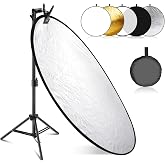 NEEWER 43"/110cm Light Reflector Kit, 5 in 1 Collapsible Round Reflector (Translucent/Silver/Gold/White/Black), Metal Clamp a