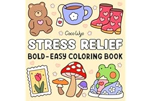 Stress Relief: Coloring Book for Adults and Kids, Bold and Easy, Simple and Big Designs for Relaxation Featuring Animals, Lan