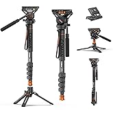 Professional Camera Monopod with Feet, 73.2 inch Aluminum Portable Travel Video Monopod with Removable Tripod Stand Base, Max