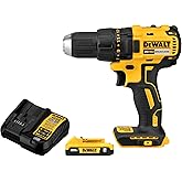 DEWALT 20V MAX Cordless Drill Driver Set, Electric Drill, Brushless 1/2 In 2 Speed, 2.0 Ah Battery and Charger Included, LED