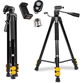Kodak PhotoGear 62" Tripod with Remote | Compact 3-Section Flip-Lock Aluminum Tripod Adjusts 22”-62”, QuickRelease Plate, Sma
