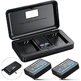 LP-E10 Battery 2-Pack 1600mAh and Digital Display Dual USB Charger for Canon LP E10,EOS Rebel T7 T6 T5 T3 T100,Kiss X50 X70 X