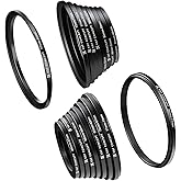 K&F CONCEPT 18 Pieces Filter Ring Adapter Set, Camera Lens Filter Metal Stepping Rings Kit (Includes 9pcs Step Up Ring Set +