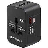 Travel Adapter USB C, Universal All in One Worldwide Travel Adapter Fast Charge GaN PD3.0 Type C USB-A Quick Charging Ports P