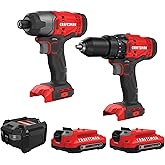 CRAFTSMAN V20 MAX Cordless Drill Driver and Impact Driver Set, Power Tool Set with 2 Batteries and Charger, LED Work Light, 2