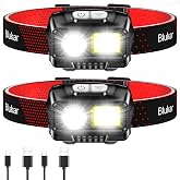 Blukar LED Headlamp Rechargeable, 2000L Super Bright Headlight Flashlight | 8 Modes & Stepless Dimming, Spotlight & Floodligh
