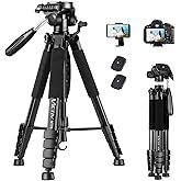 VICTIV 74” Camera Tripod, Tripod for Camera and Phone, Aluminum Professional Tripod Stand for Canon Nikon with Carry Bag and