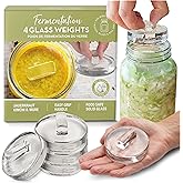 Glass Fermentation Weights for Wide Mouth Mason Jars — Set of 4, Easy Lift Handles — for Sauerkraut, Kimchi, Pickles & Kombuc