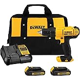 DEWALT 20V Max Cordless Drill Driver Set, 2 Speed, High Performance Motor, Includes 2 XR 1.3Ah Li-Ion Batteries, Charger and