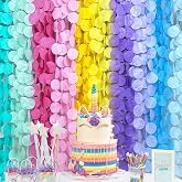 256Ft Pastel Party Decorations Big Circle Dot Backdrop Streamer Pastel Tissue Paper Polka Dots Hanging Curtain Garland for Bi