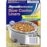 Reynolds Kitchens Bulk Slow Cooker Liners, 20 Count, Fits 3-8 Quart Round and Oval Slow Cookers, Regular Size, BPA-Free Nyl