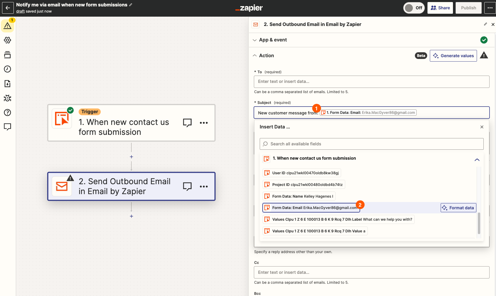 Mapping email address into subject line