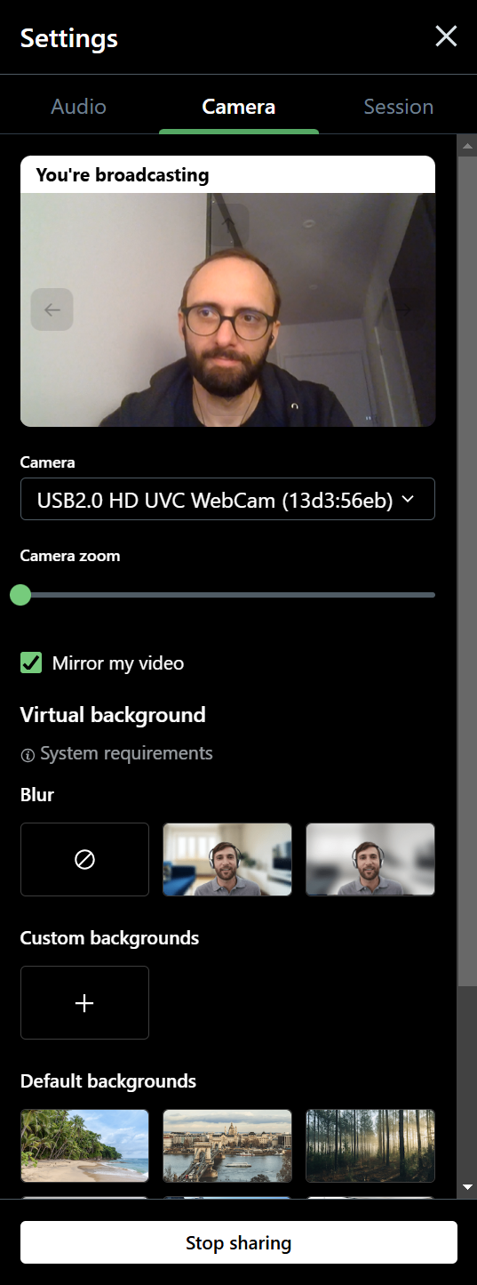 GoTo Meeting's video settings