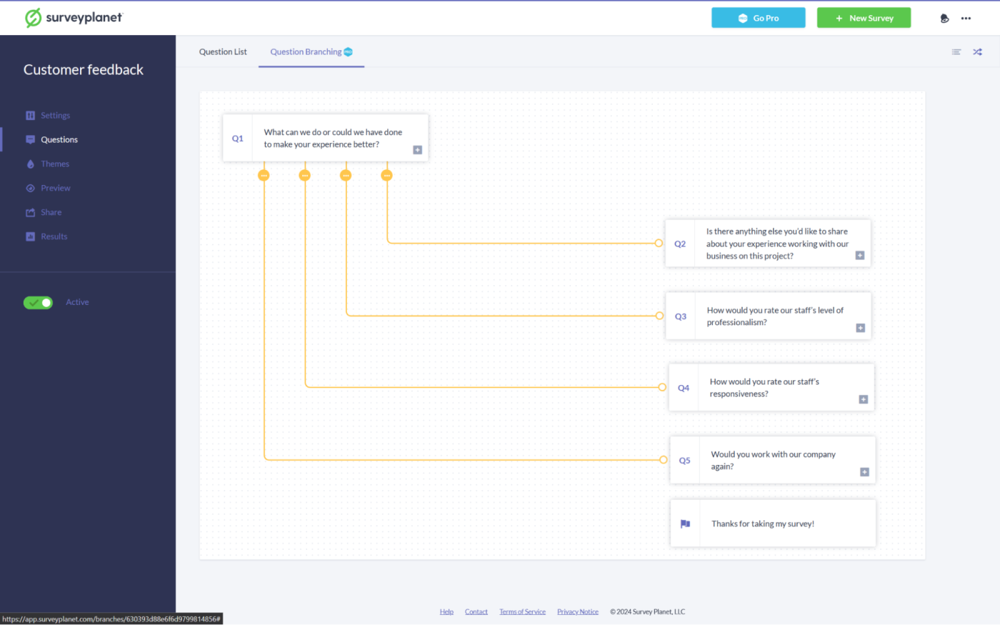 SurveyPlanet, our pick for the best survey app for visual question branching