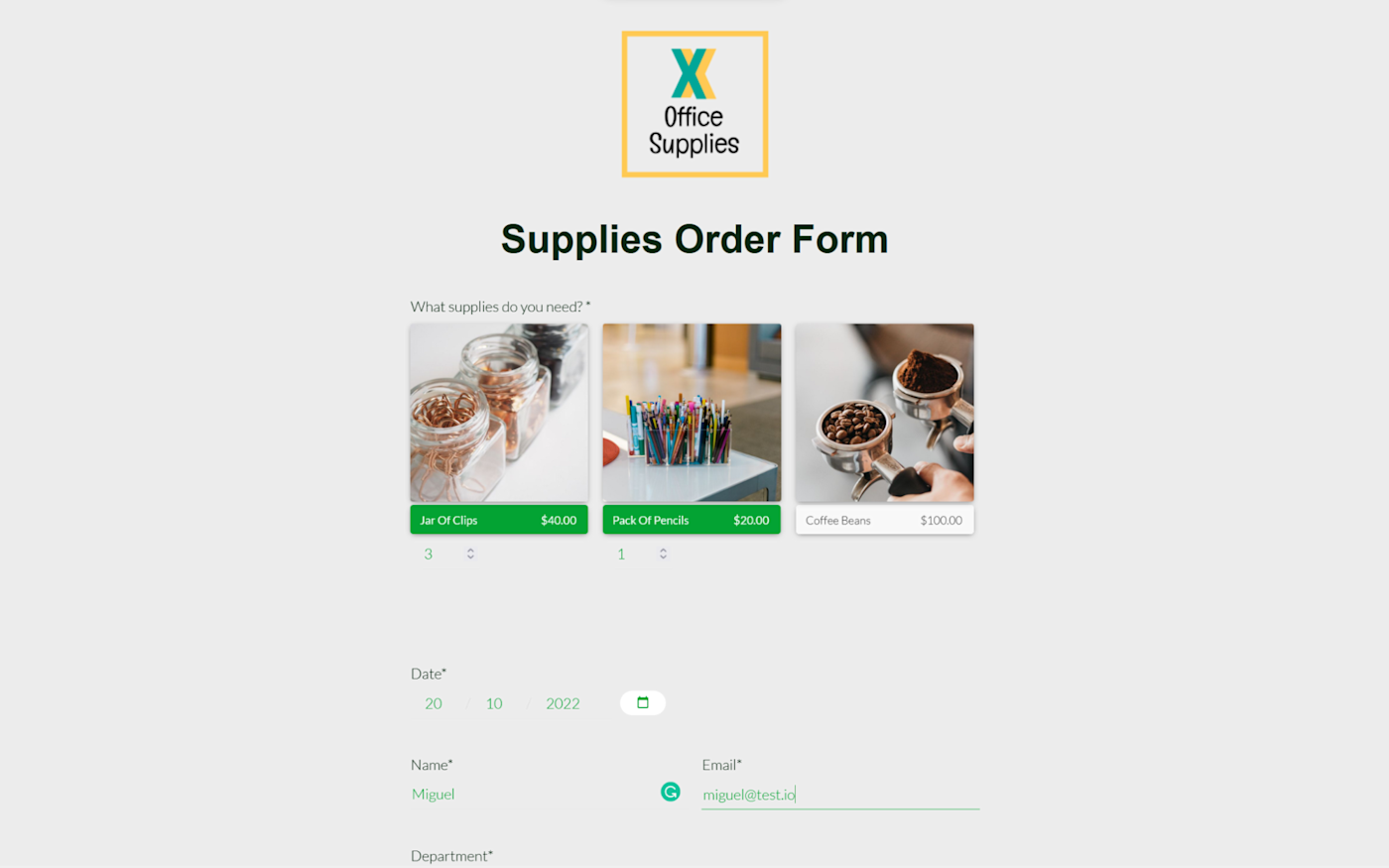 Screenshot of Paperform, our pick for the best online form builder for creating order forms