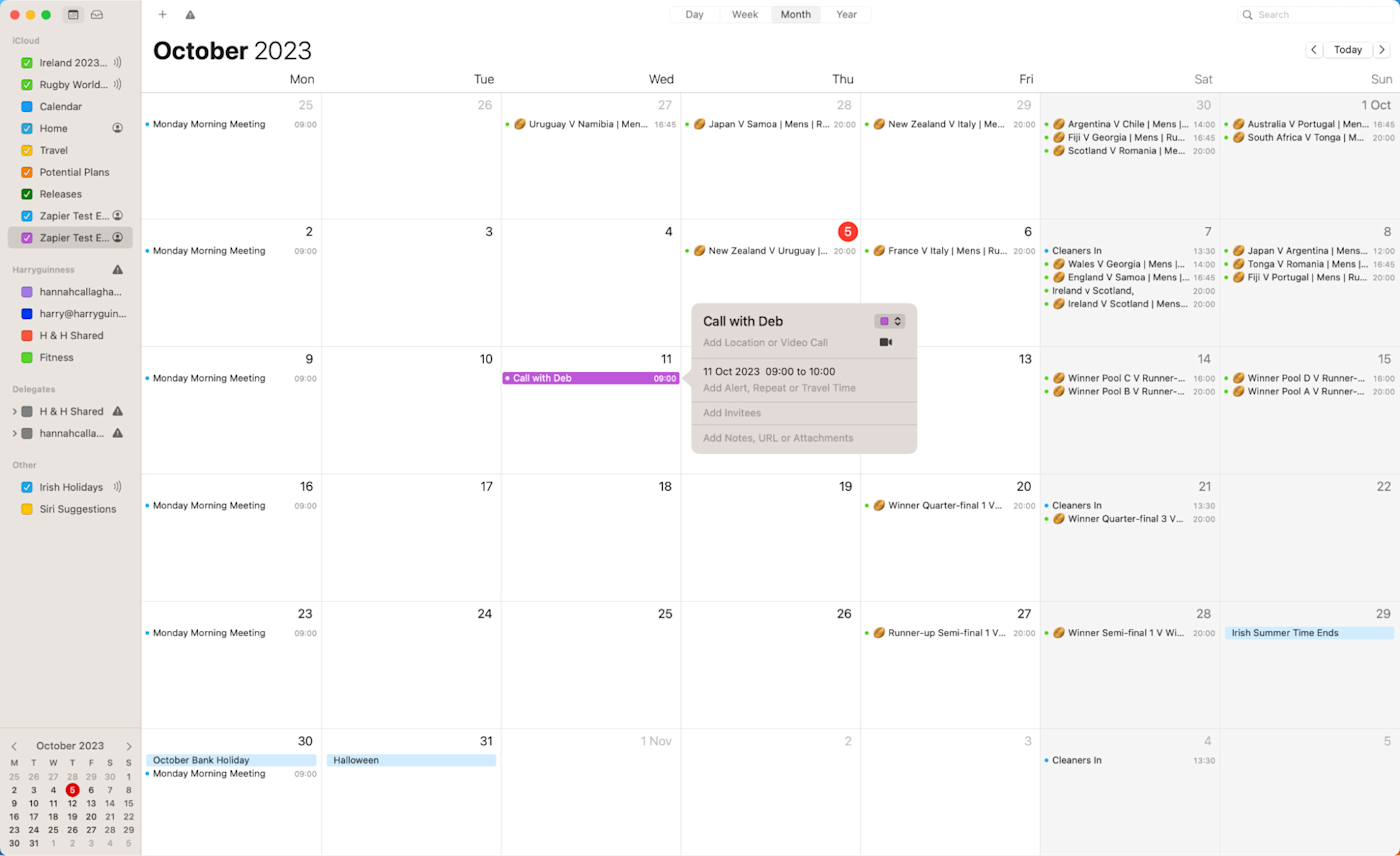 Apple Calendar, our pick for the best free calendar app for Apple users