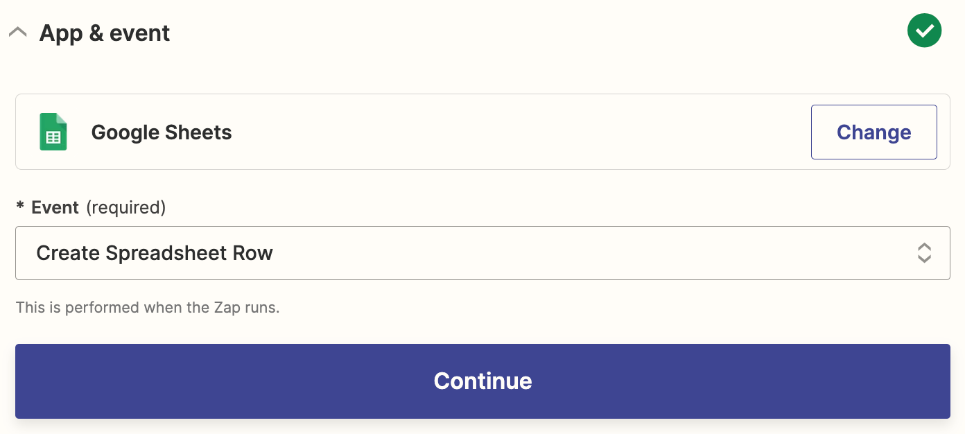 Screenshot of Google sheets step