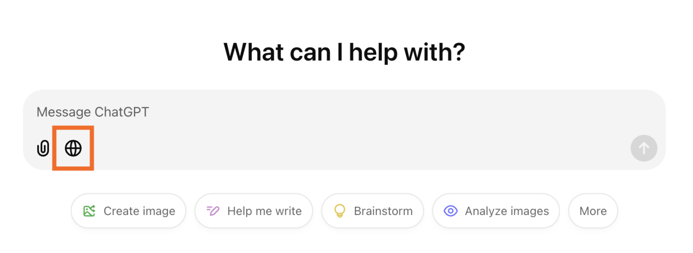 The "Search the web" icon in ChatGPT