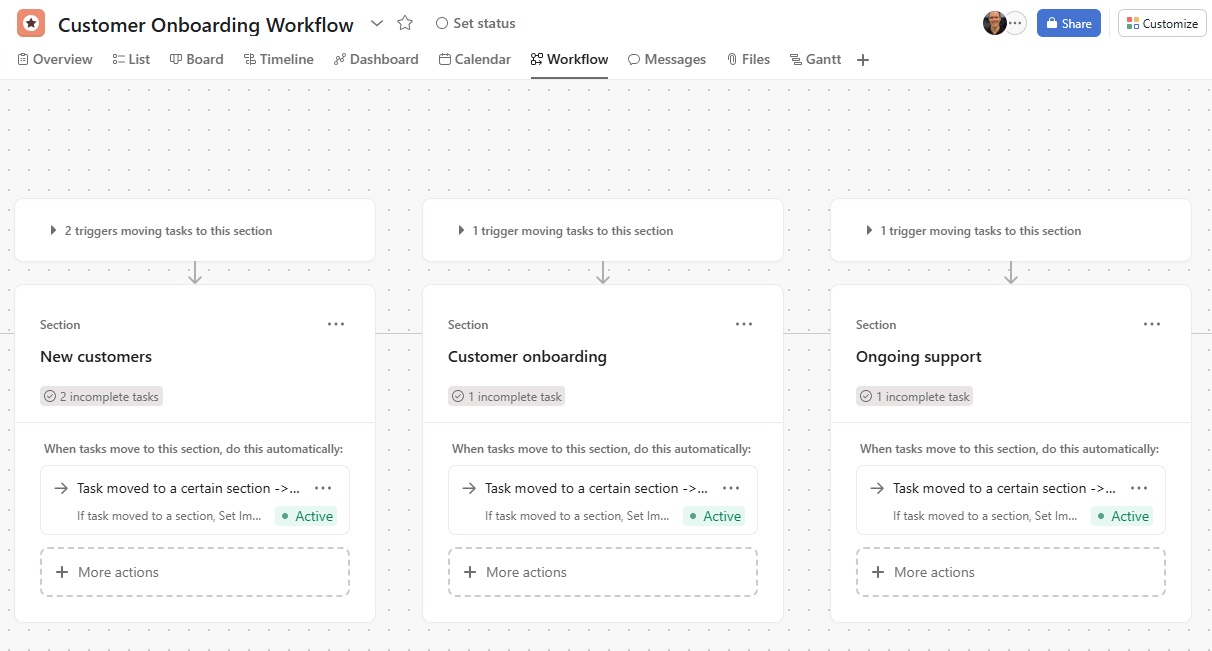 An automation in Asana