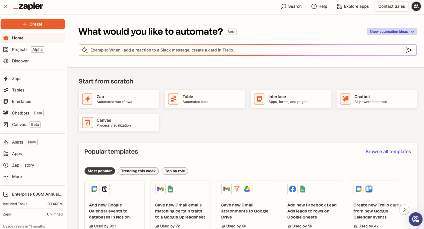 Zapier, our pick for the best productivity app for automating your workflows. 