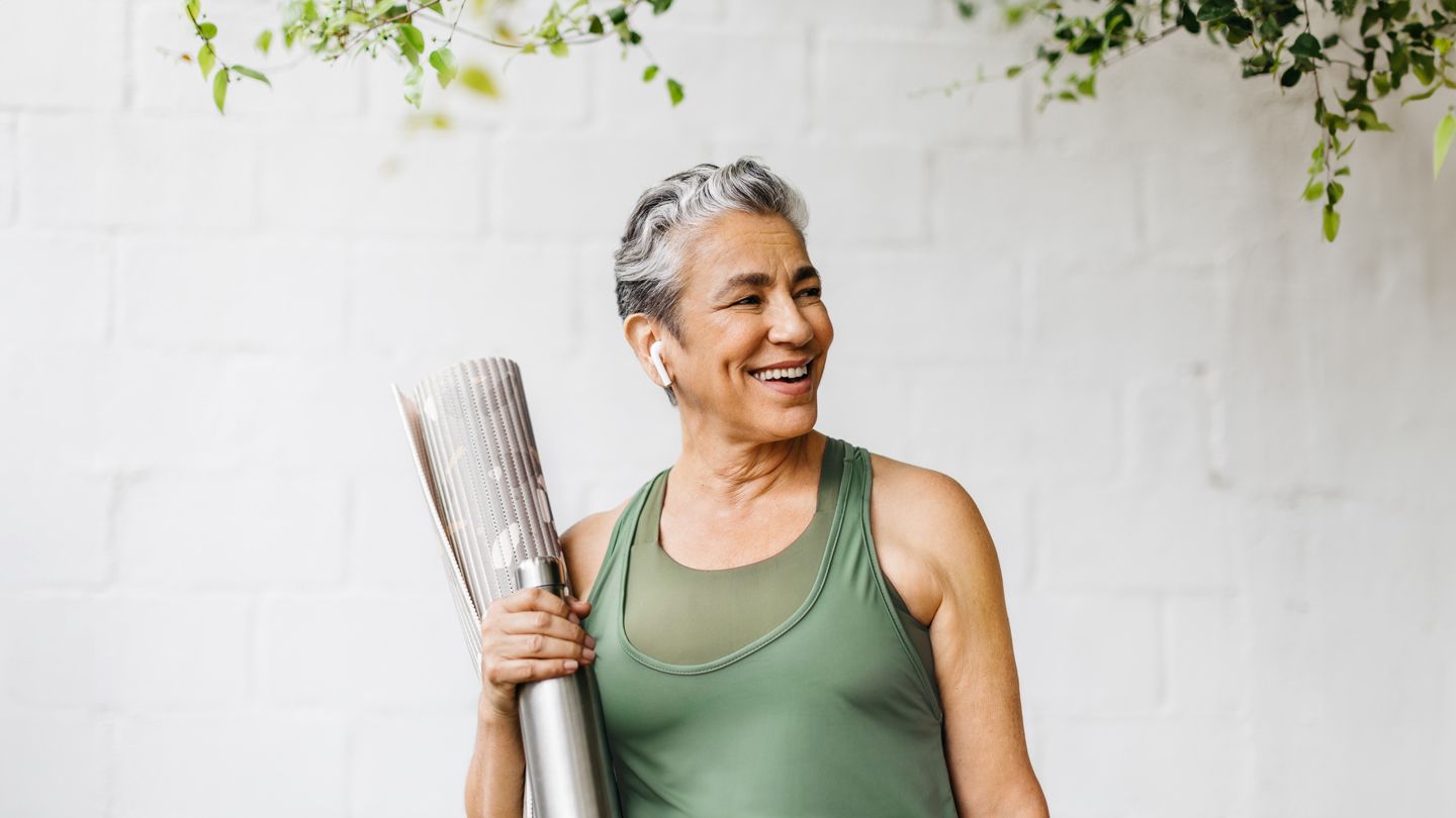 middle aged woman doing exercise