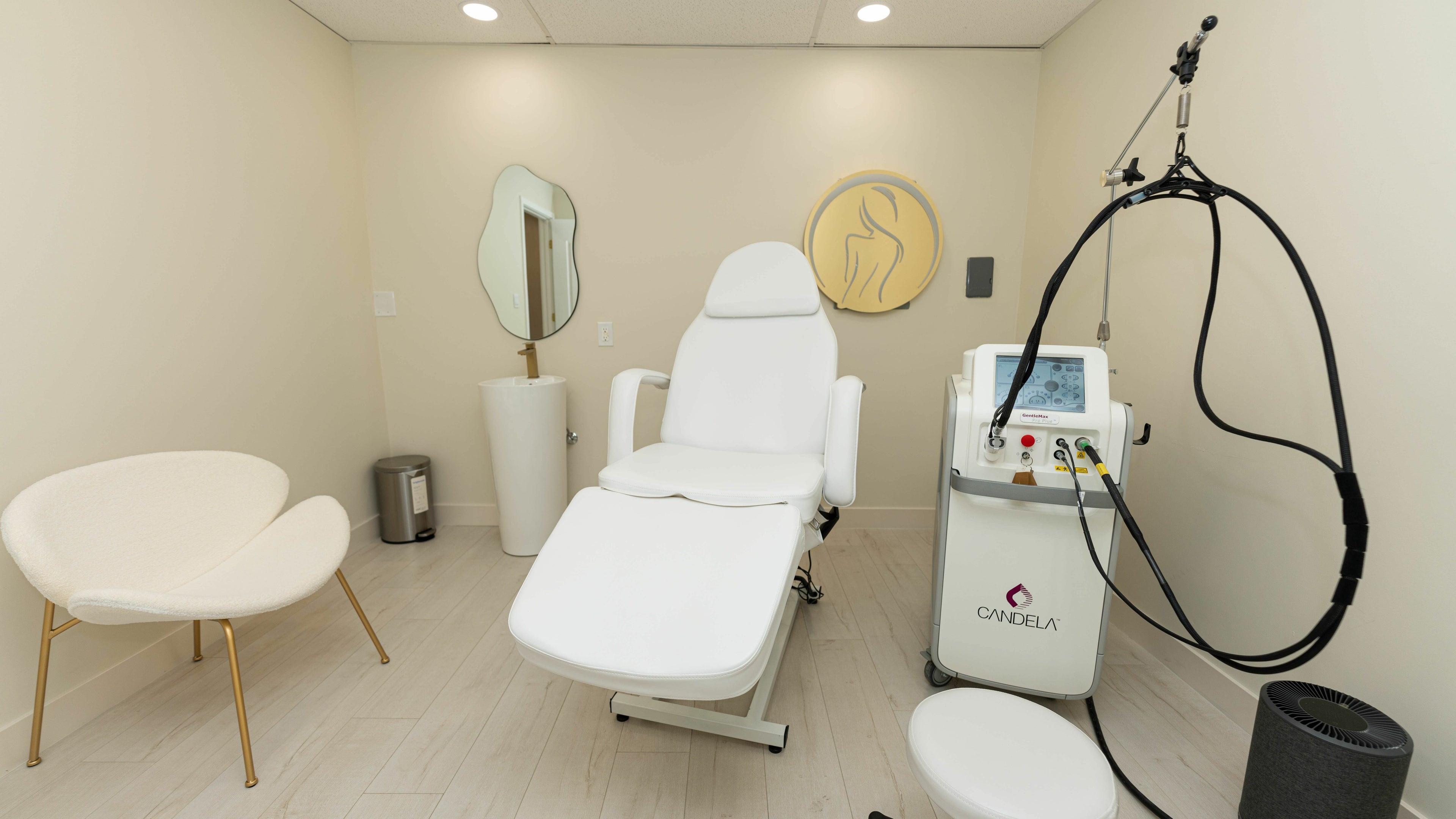 Elegant treatment room at Fancy Beauty Med Spa, Los Angeles, California, US, featuring modern equipment.