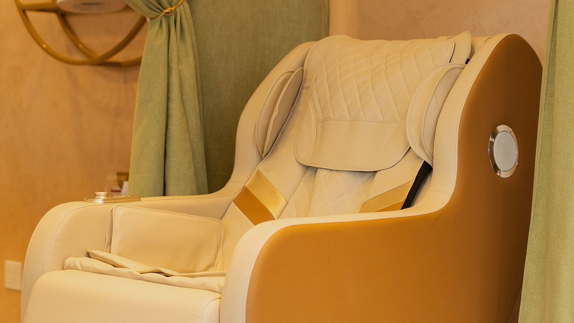 Elegant massage chair at Malva Health & Beauty Centre in Edmonton, Alberta, CA offering premium relaxation.