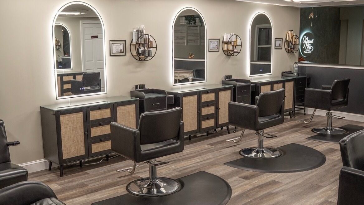 Elegant salon stations at Natural or Not Salon & Spa, Raymond, New Hampshire, US.