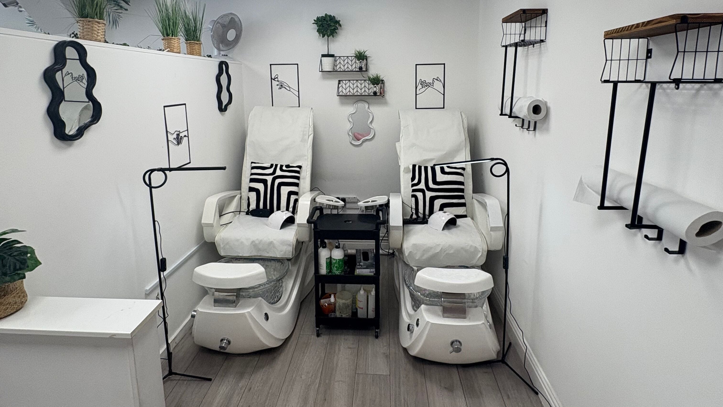 Luxurious pedicure chairs at FN Gel Bar, Rowley Regis, England, GB. Perfect for relaxing beauty treatments.