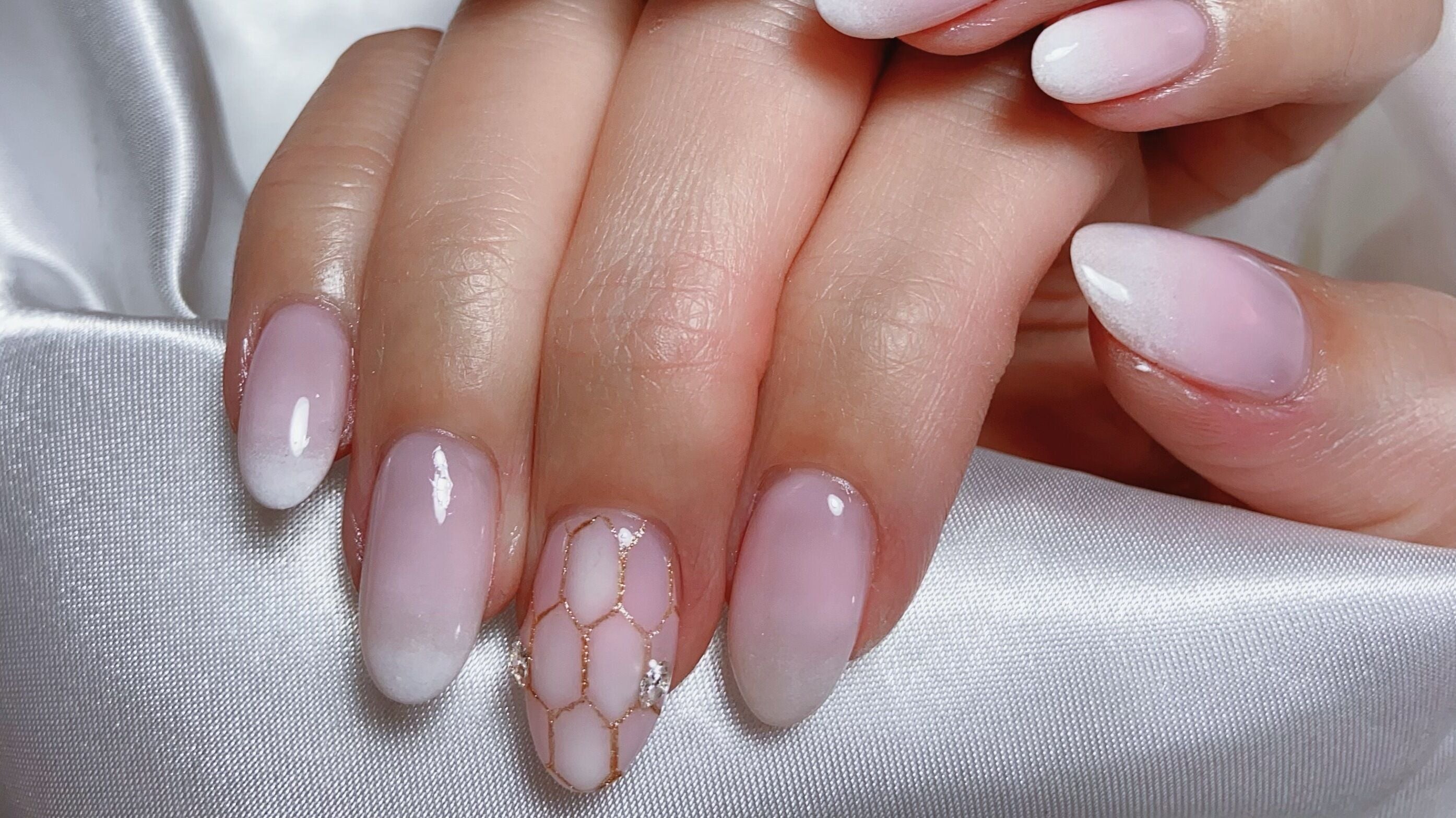 Elegant ombre nail art by Sweet Nail Life in Perth, Western Australia, AU. Soft pink and white gradient design.