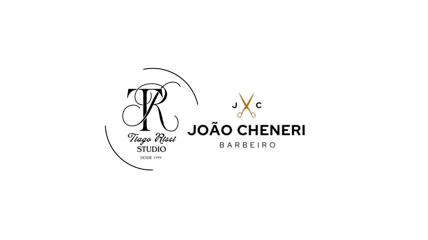 Logomarca do Espaço de Beleza Tiago Rissi, Jaboticabal, São Paulo, BR, e João Cheneri Barbeiro.