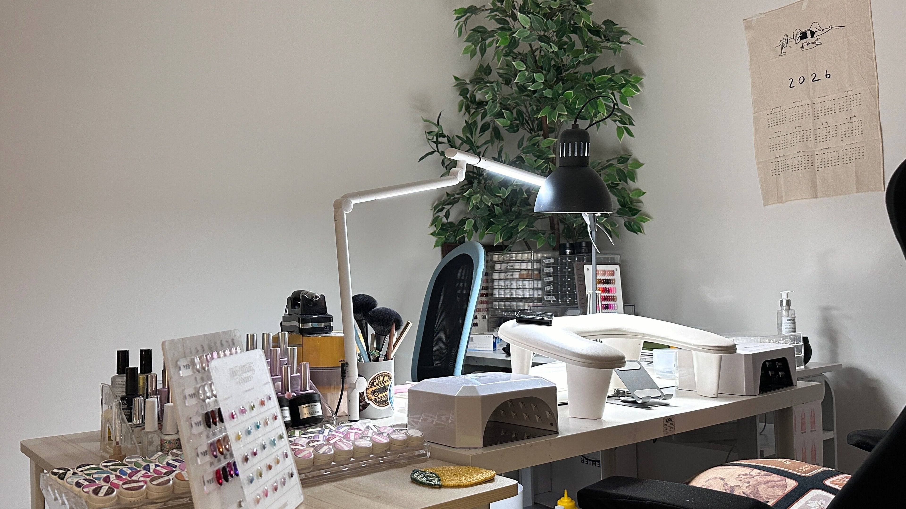 Modern nail station at Summer-Nails, Melbourne, Victoria, AU with elegant decor and advanced equipment.