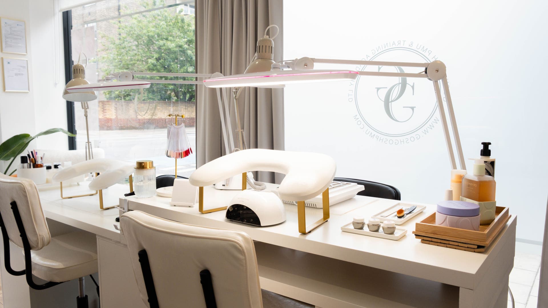 Sleek nail station at Furious Filer in Flow Beauty Salon, London, England, GB, featuring modern decor.