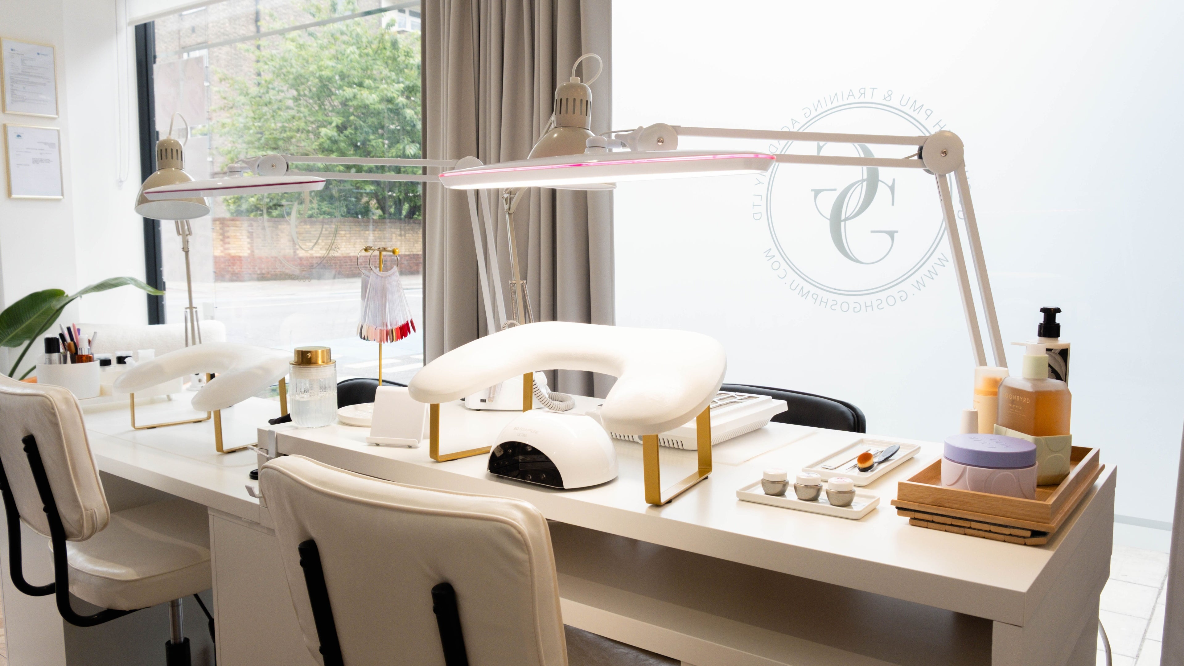 Sleek nail station at Furious Filer in Flow Beauty Salon, London, England, GB, featuring modern decor.