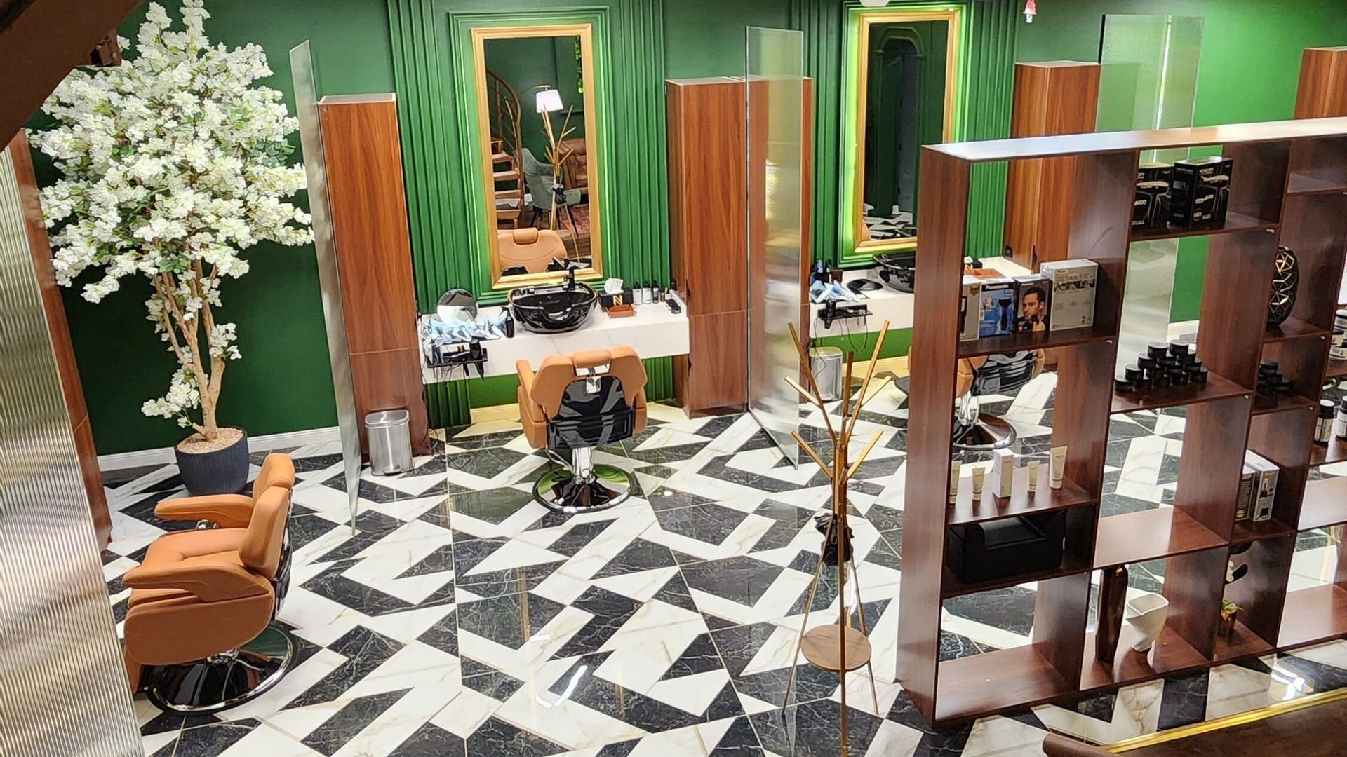 Luxurious salon interior at Noble in Riyadh, Riyadh Province, SA showcasing elegant styling stations.