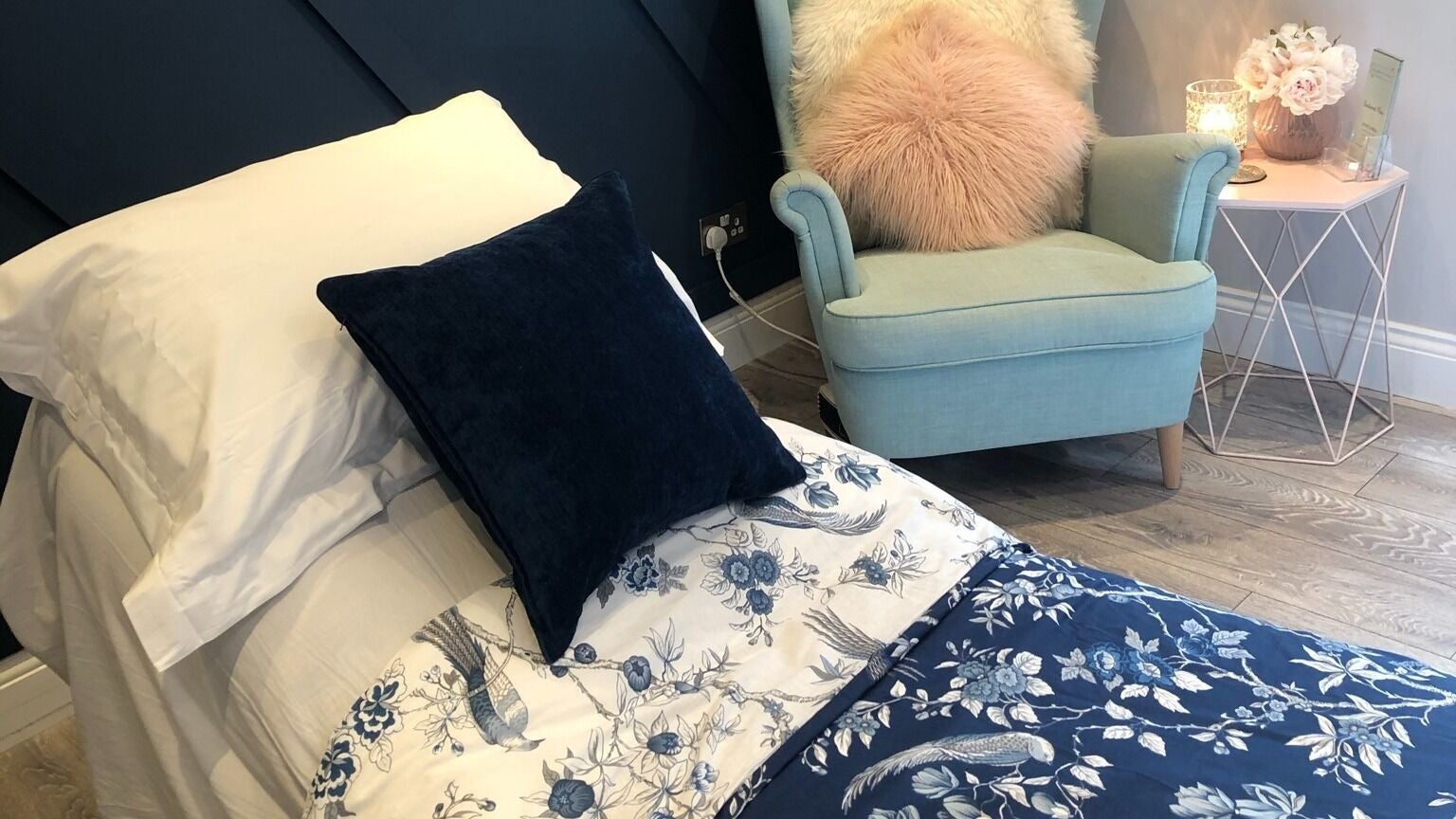 Comfortable treatment room at The Beauty Retreat, Istead Rise, England, GB with elegant decor.