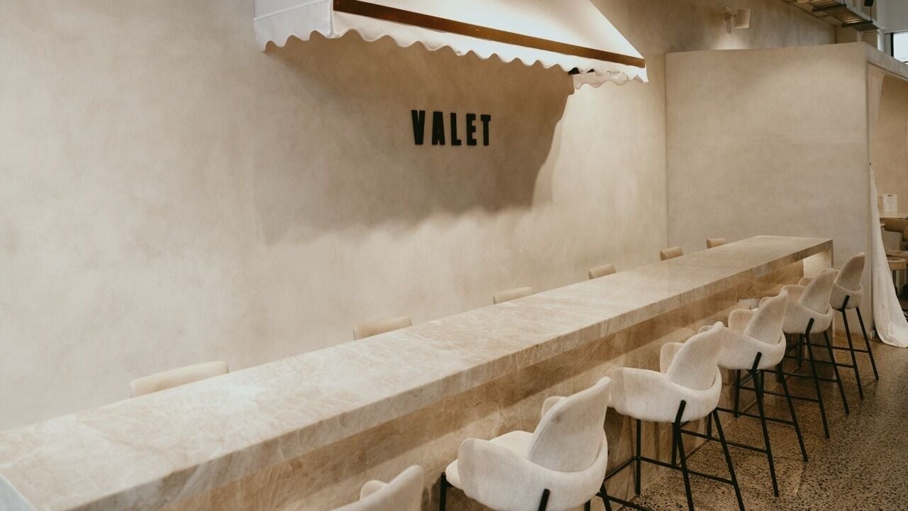Valet Nails' chic and minimalist bar with plush chairs, Auckland, Auckland, NZ.