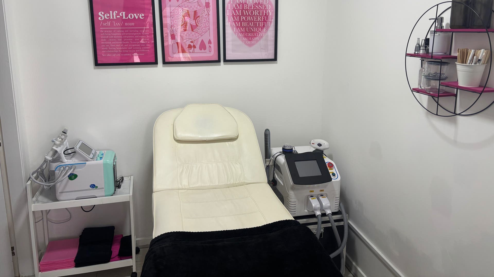 Elegant treatment room at Sculpting Beauty Ltd in Glasgow, Scotland, GB, featuring modern equipment and calming décor.