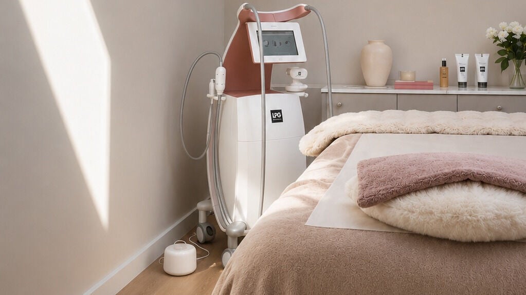 Tranquil treatment room at The Contour Method, Melbourne, Victoria, AU featuring a modern beauty machine.