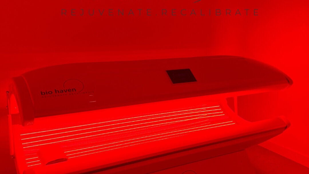 Red light therapy bed at Bio Haven, Somerville, Victoria, AU for rejuvenation and relaxation.