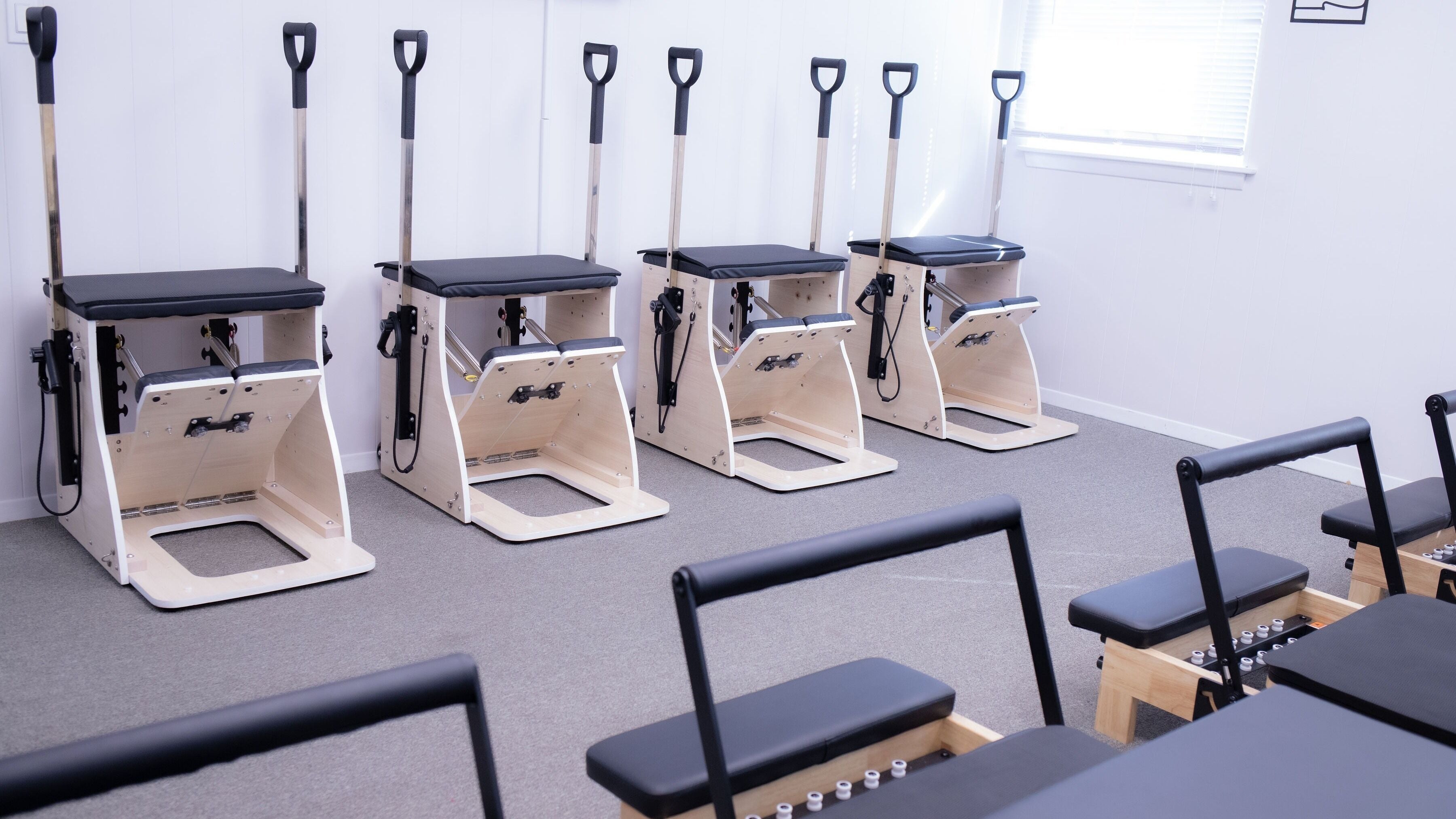 Pilates chairs in Calm And Cozy Spa, Long Branch, New Jersey, US, perfect for wellness practices.
