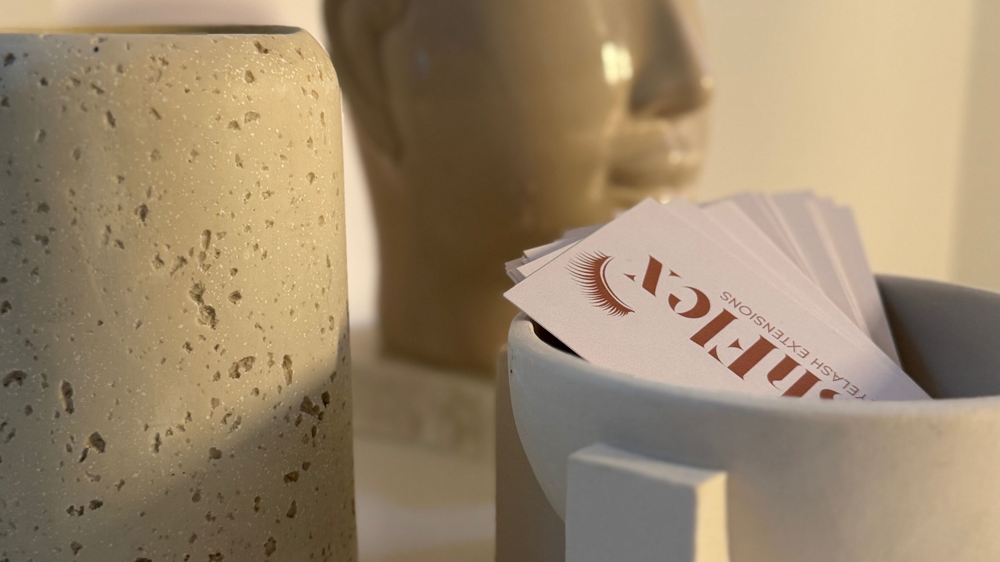 Stylish decor and Lash Flex Melbourne cards in a modern setting at Melbourne, Victoria, AU.