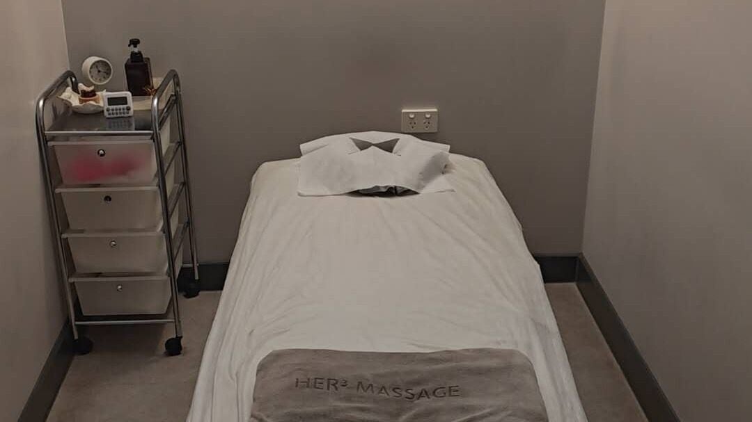 Relaxing massage room at Her3 Day Spa Massage & Acupuncture in Marrickville, New South Wales, AU.