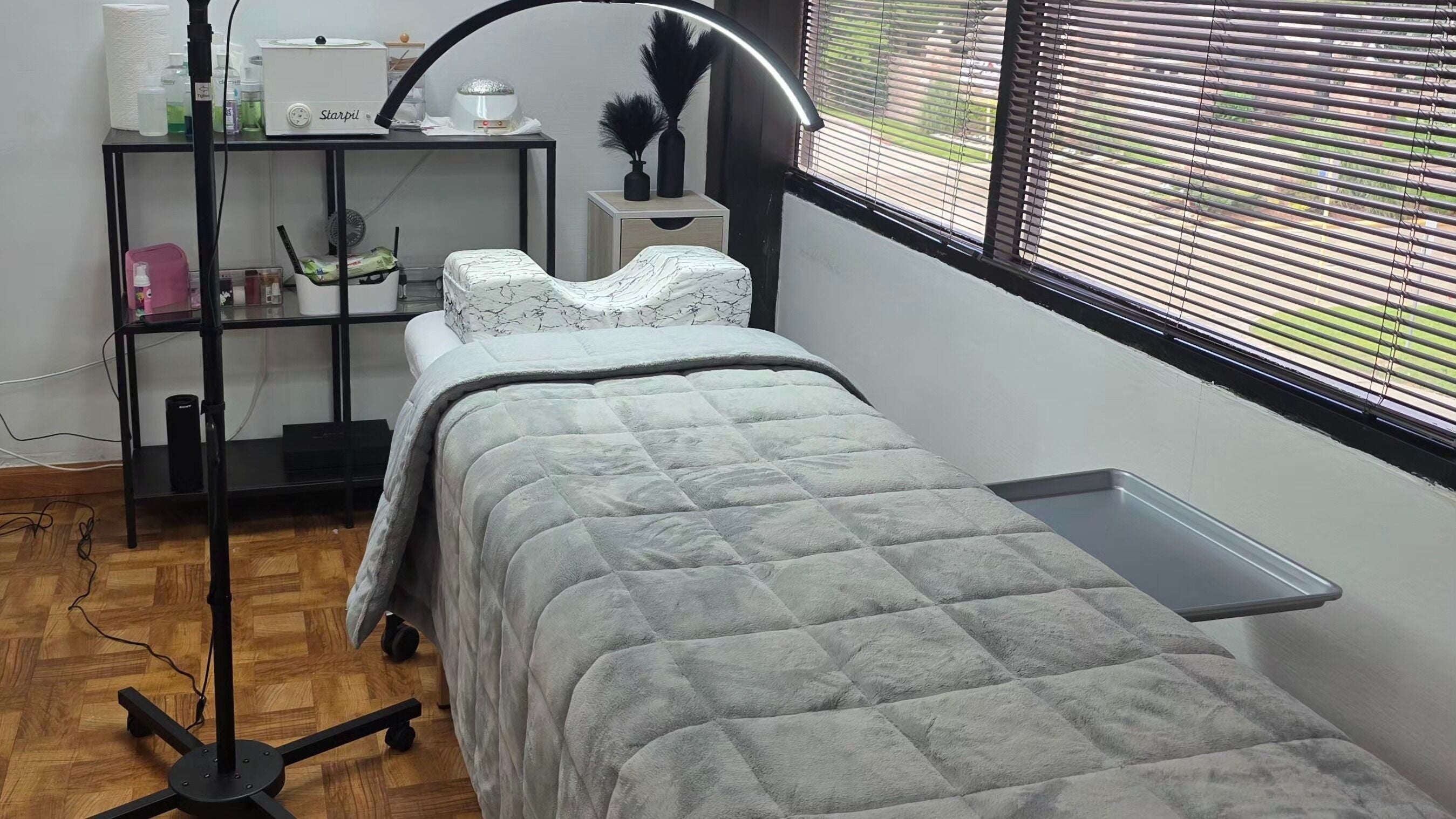 Luxurious beauty treatment room at The Edit Master and Beauty in Houston, Texas, US with plush decor.
