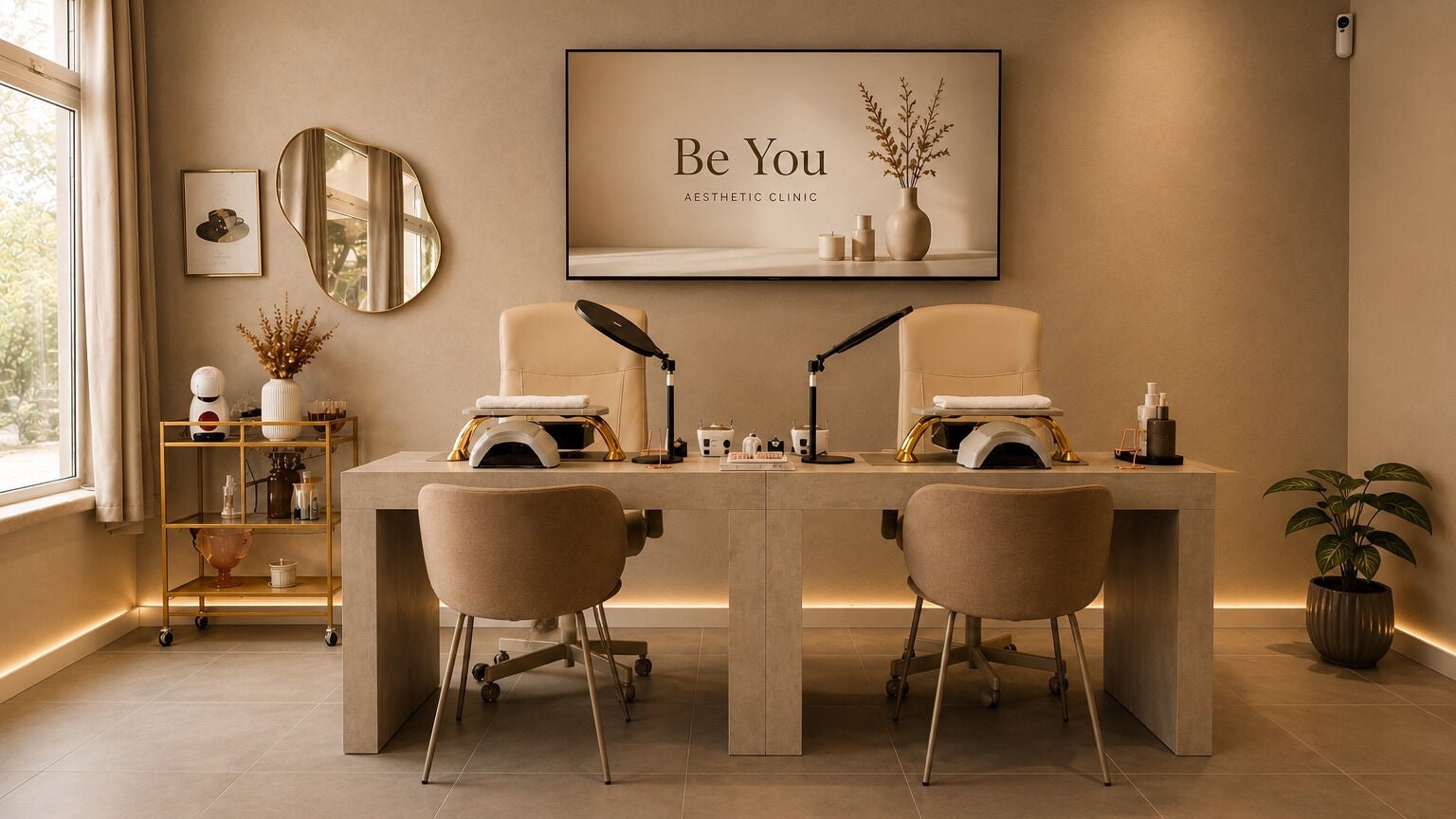 Elegant interior of Be You Beauty Concept, Alcabideche, Lisboa, PT with modern decor and cozy seating.