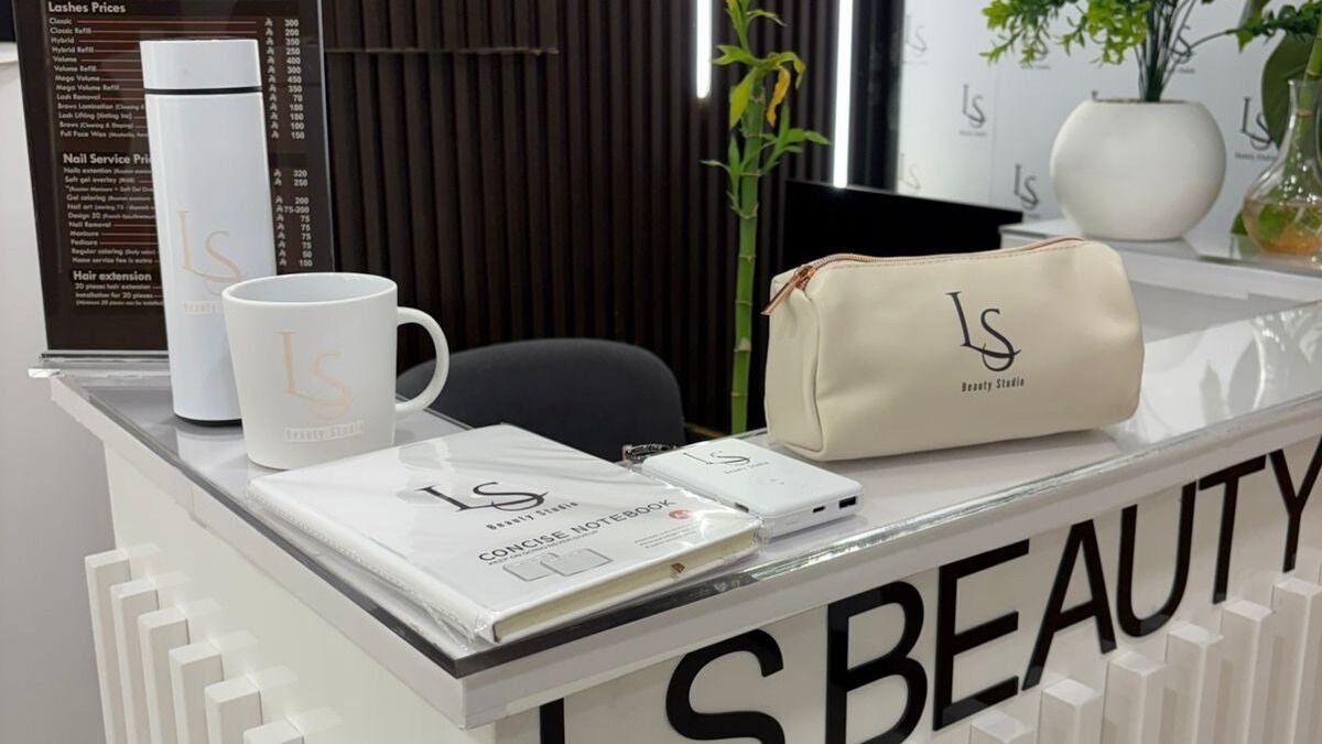 L.S Beauty Studio reception with branded items in Jeddah, Makkah Province, SA.