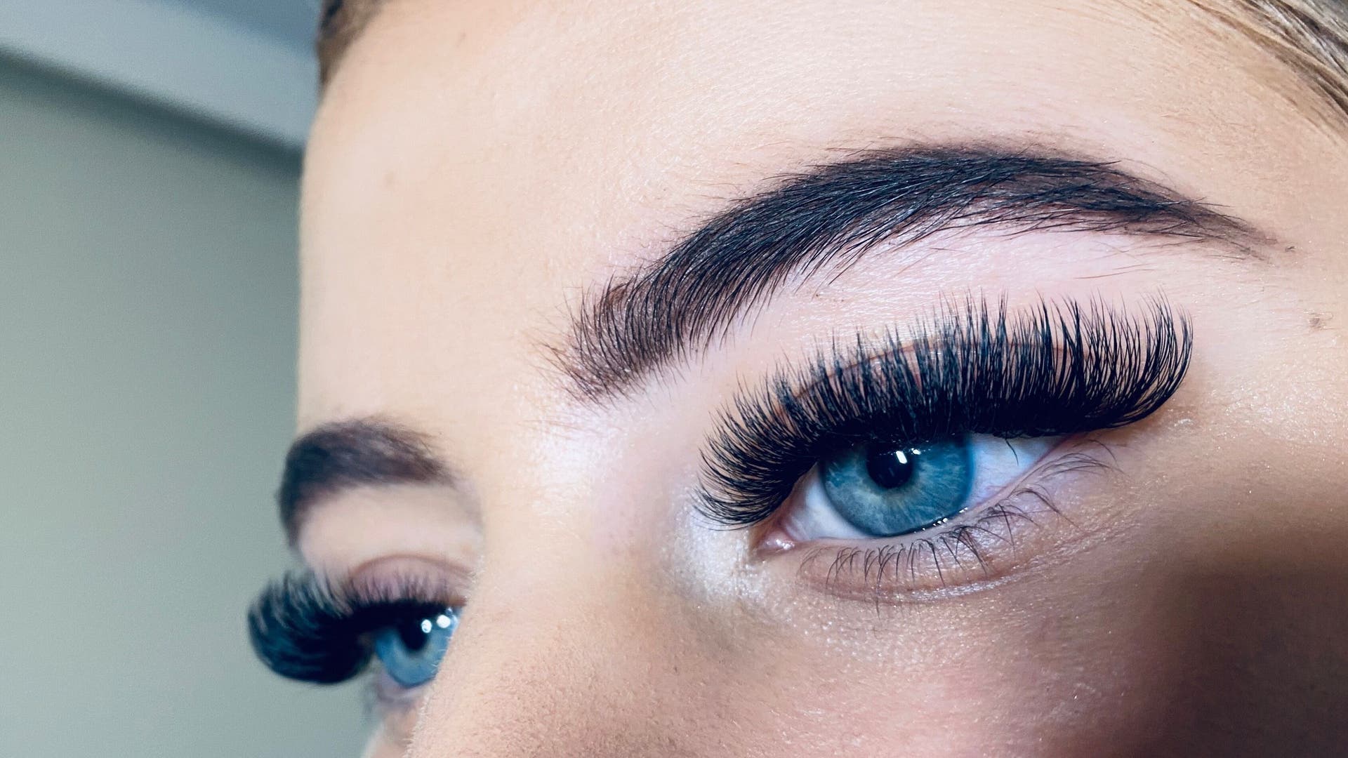 Close-up of expertly designed lashes and brows at Haute Lash and Brow in Melbourne, Victoria, AU.
